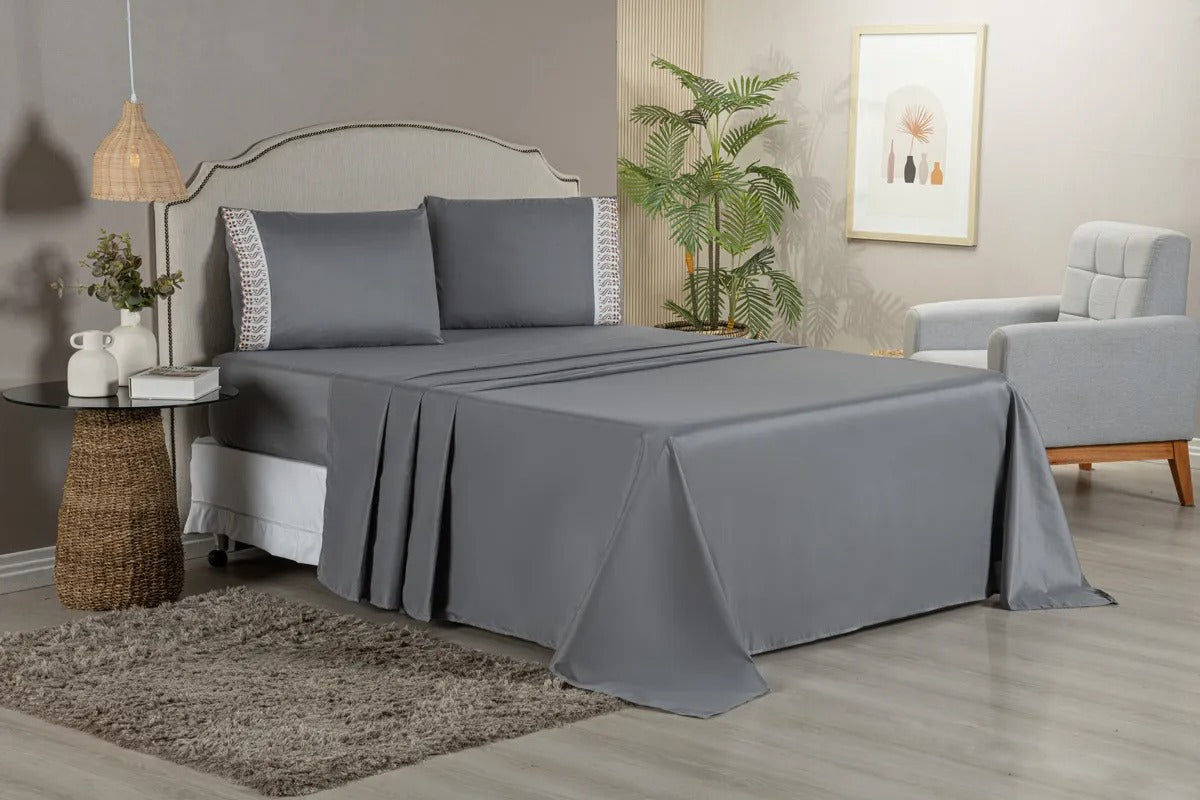 Jogo de Cama - Bordado Inglês ( branco)